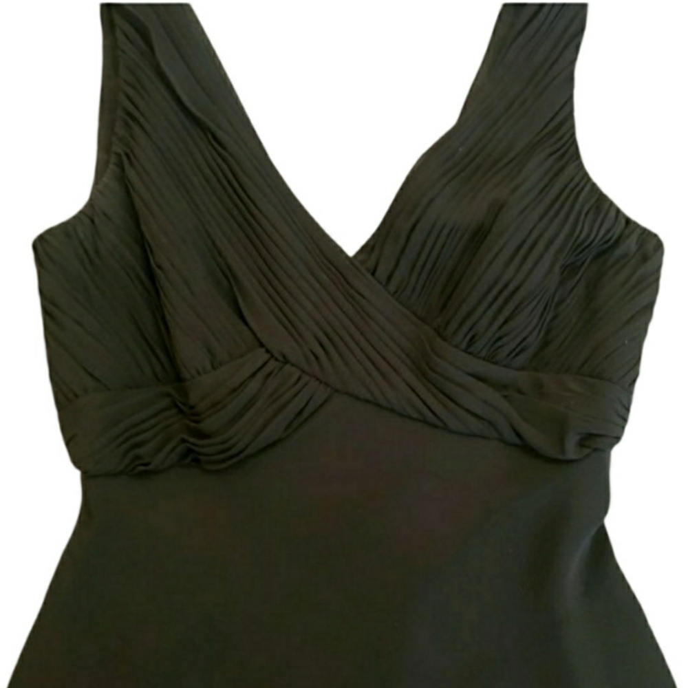 Adrianna Papell Ruched Chiffon Bodice Cocktail Dress Little Black Dress - Picture 3 of 12